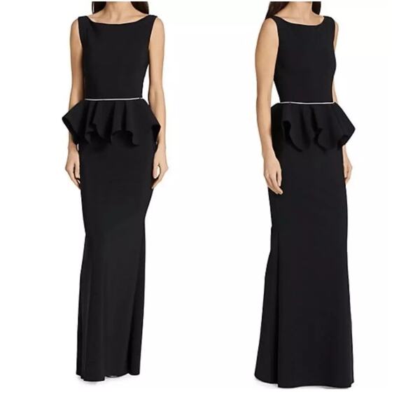 Chiara Boni Dresses & Skirts - $1090 Chiara Boni La Petite Robe Eden Peplum Black Gown Maxi Dress Sz 4 …